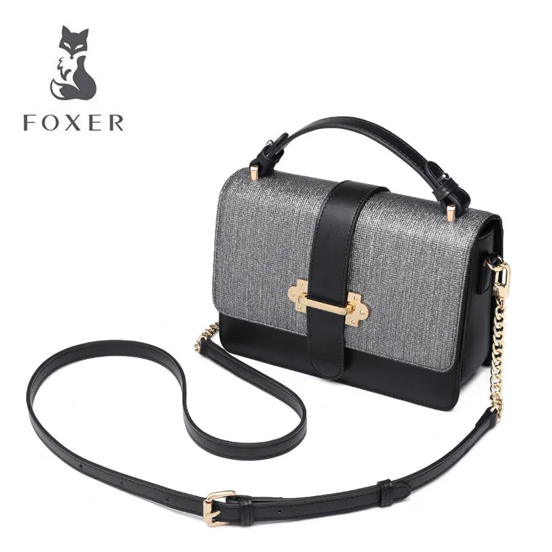 

FOXER simple handbags 2019 new wave fashion one shoulder small square bag temperament handbags Messenger