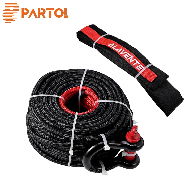 Partol черный 95ft 3/8 &quotтрос лебедки полезные комплект Лук Форма Пряжка 4.92ft защитный