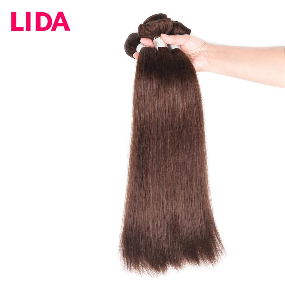 LIDA Human Hair Bundles Double Weft Chinese Hair Weave Bundles 8-26 inch Non-Remy Straight Hair Pieces 3 Bundles One Bundle Deal