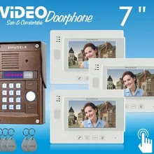 Zhudele " цвет видео-телефон двери, ПЗС-камера с удостоверение личности и пароль разблокировки, сенсорный экран можно подключить камеру видеонаблюдения, от 1 до 3