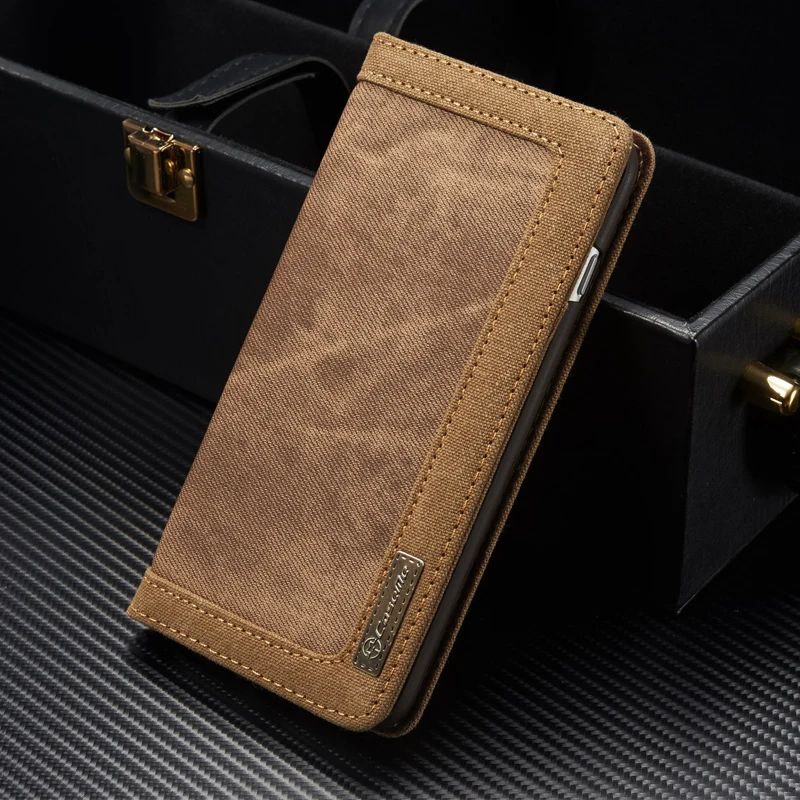 Кожаный чехол из холщовой ткани для iPhone 7, 8, 6, 6s Plus, 5S, SE, магнитный откидной Чехол-бумажник для samsung Galaxy S9, S8/Plus, S7, S6 Edge, чехол