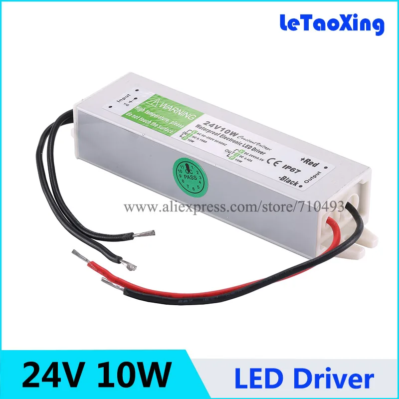 

DC 24V 10W LED Driver Transformers Waterproof Power Supply Transformer, Power Adapter 24V, AC 90-250V Outdoor Use IP67 Led Strip
