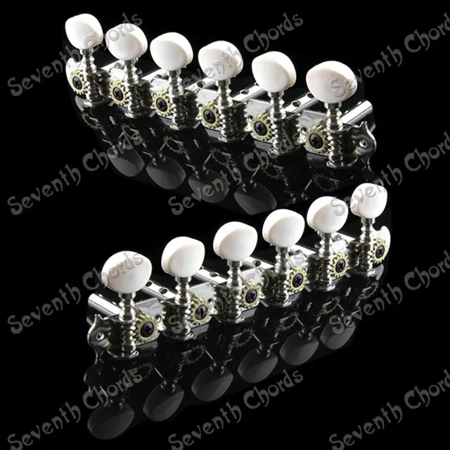 A set 2 Pcs 6R6L Chrome 12 String Acoustic Guitar Tuning Pegs Keys