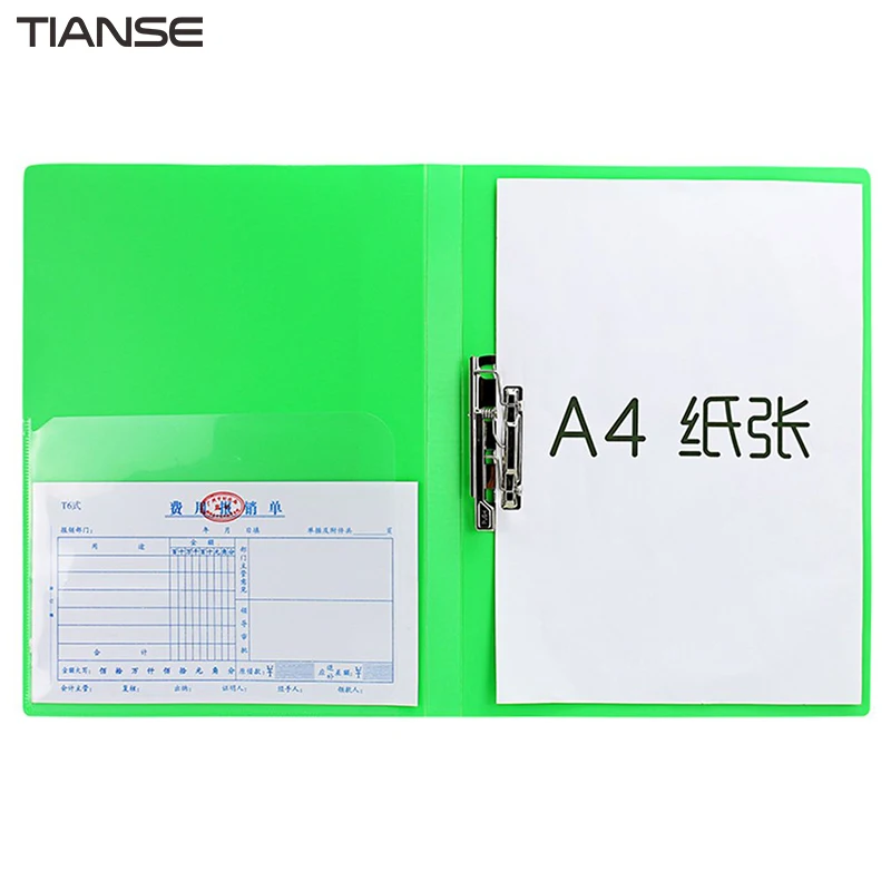 

TIANSE PP + Stainless Steel A4 Folder Single Strong Clamp File Folder Plate Clamp Paper Clip Office Supplies Stationery