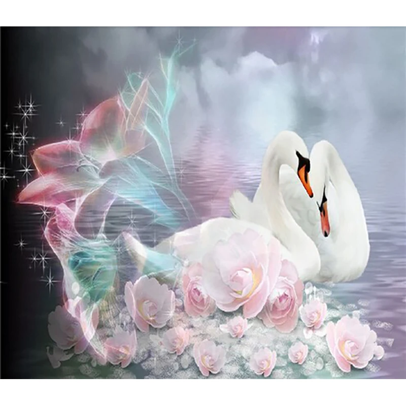 

LaoJieYuan Swan Diamond Painting Kit Full Square/round Diy Diamond Embroidery Full Drill Colorful Series Rhinestones