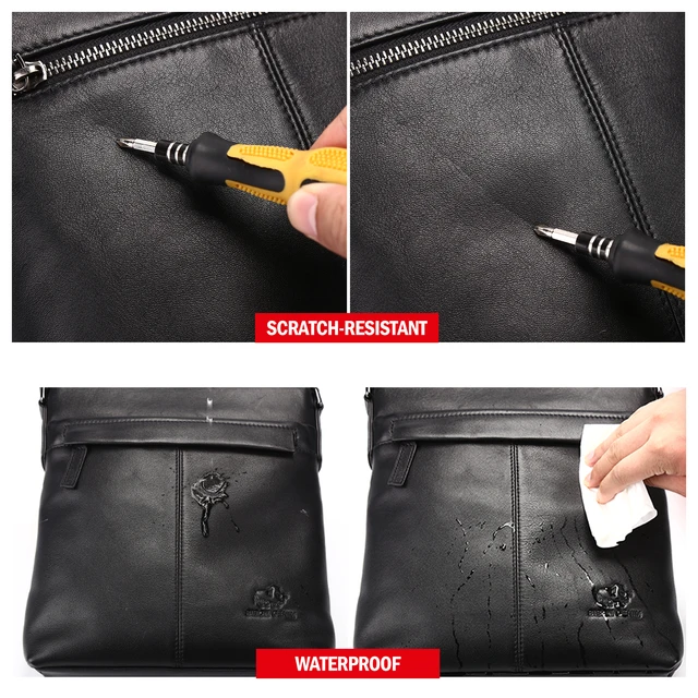 BISON DENIM Soft Genuine Leather Men Shoulder Bag 10.5" Ipad Cowhide Crossbody Bag for Men Casual Work Business Messenger Bag 5