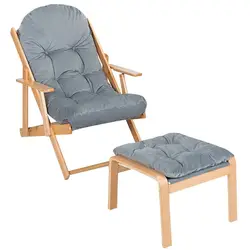 Цельная буковая древесина складной кресло Три регулируемые стул для веранды с Османской мягкой жемчужиной хлопковое Сиденье Патио Мебель