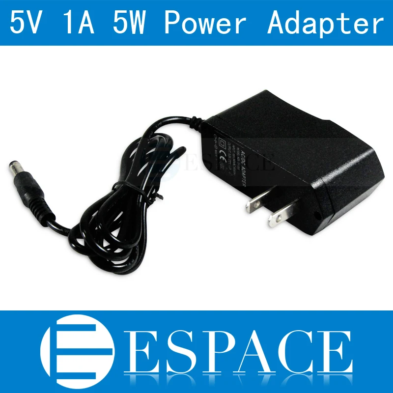 

1piece New 5V 1A 5W Power Supply AC 100-240V To DC Adapter Plug For 3528 5050 Strip LED with US/EU plug free shipping