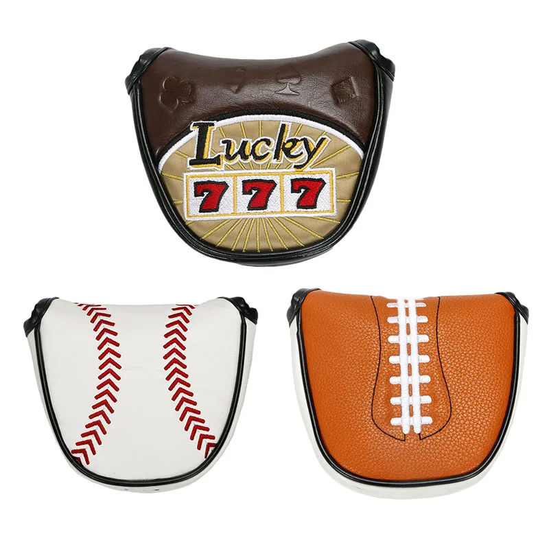 Golf Putter Cap Mallet Head Cover with Magnetic Closure High Quality Pu Leather Semi-circular Golf Protective Putter Caps Golf Putter Cap Mallet Head Cover with Magnetic Closure High Quality Pu Leather Semi-circular Golf Protective Putter Caps