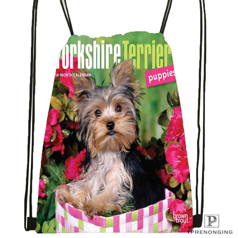 Custom Funny Yorkshire Terrier Drawstring Backpack Bag Cute Daypack Kids Satchel Black Back 31x40cm 180531 02