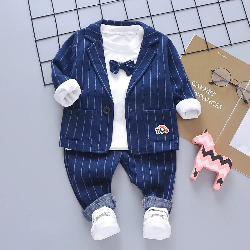 New Kids Boy Clothes Baby Gentleman Suit Clothing Sets Fake3 Piece Coat Shirt Toddler Children 1-4Y Birthday Party Dress