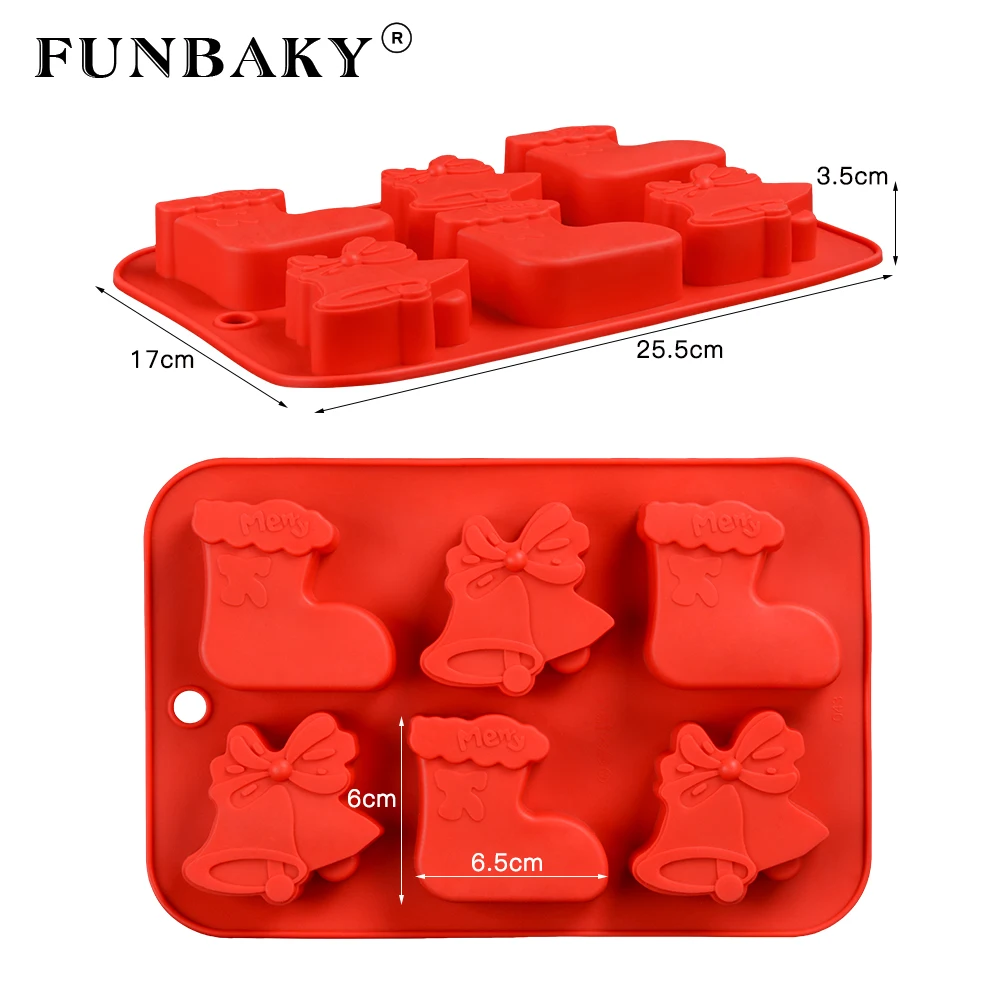Рождественская форма FUNBAKY для шоколадного торта 6 ячеек выпечки силиконовые 3D