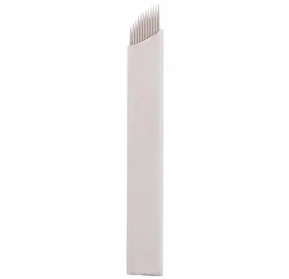 

100pieces Manual Eyebrow Tattoo Bevel Blades 12 pin Microblading Needle For Permanent Makeup Manual Pen 3D Eyebrow Embroidery