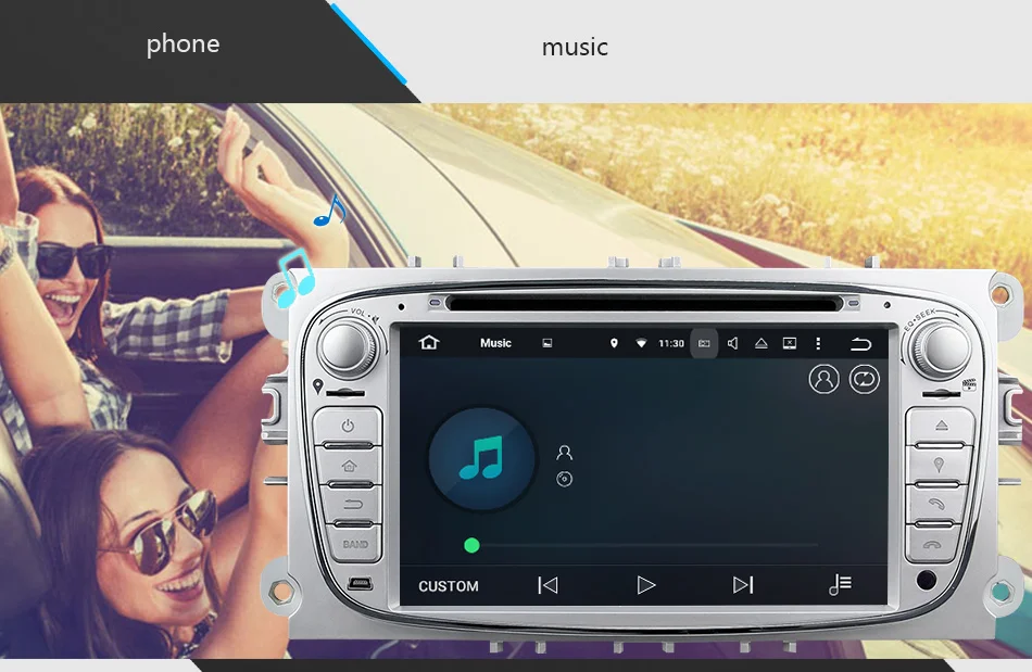 Excellent Eunavi 2 Din Android 8.1 Sliver Quad Core Car DVD Radio Stereo Player For Ford Focus Mondeo S-Max Cmax Galaxy 3G WIFI AUX Audio 13