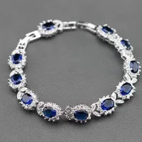 Женские Ювелирные изделия Высокое качество цветок синий циркон звено цепи браслет подарочная коробка SK10