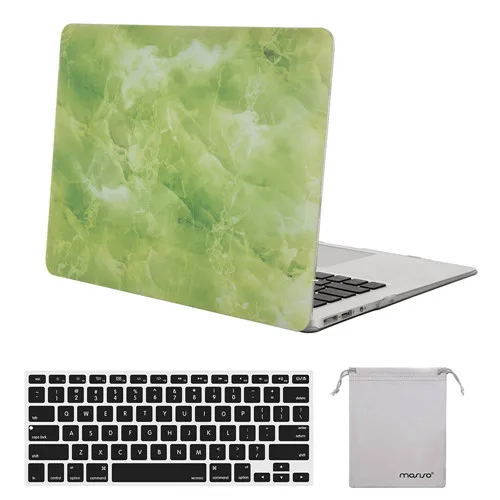 Твердый Мраморный чехол Mosiso для Macbook Pro 13 retina 2013, чехол для MacBook Air 13,3+ силиконовый чехол для клавиатуры - Цвет: Green Marble