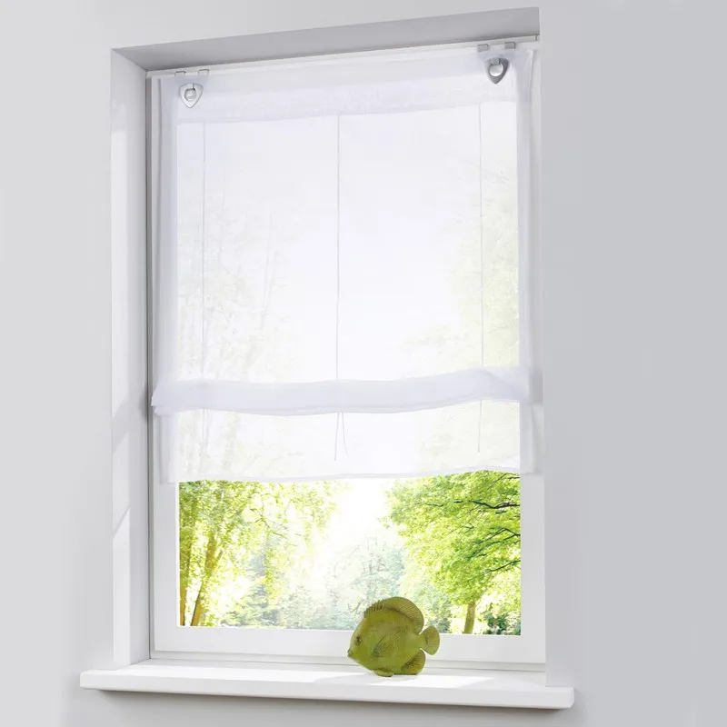 

Transparent Short Curtains With U Shape Hook & Rod For The Kitchen White Sheer Tassel Tulle Curtains Window Home textile
