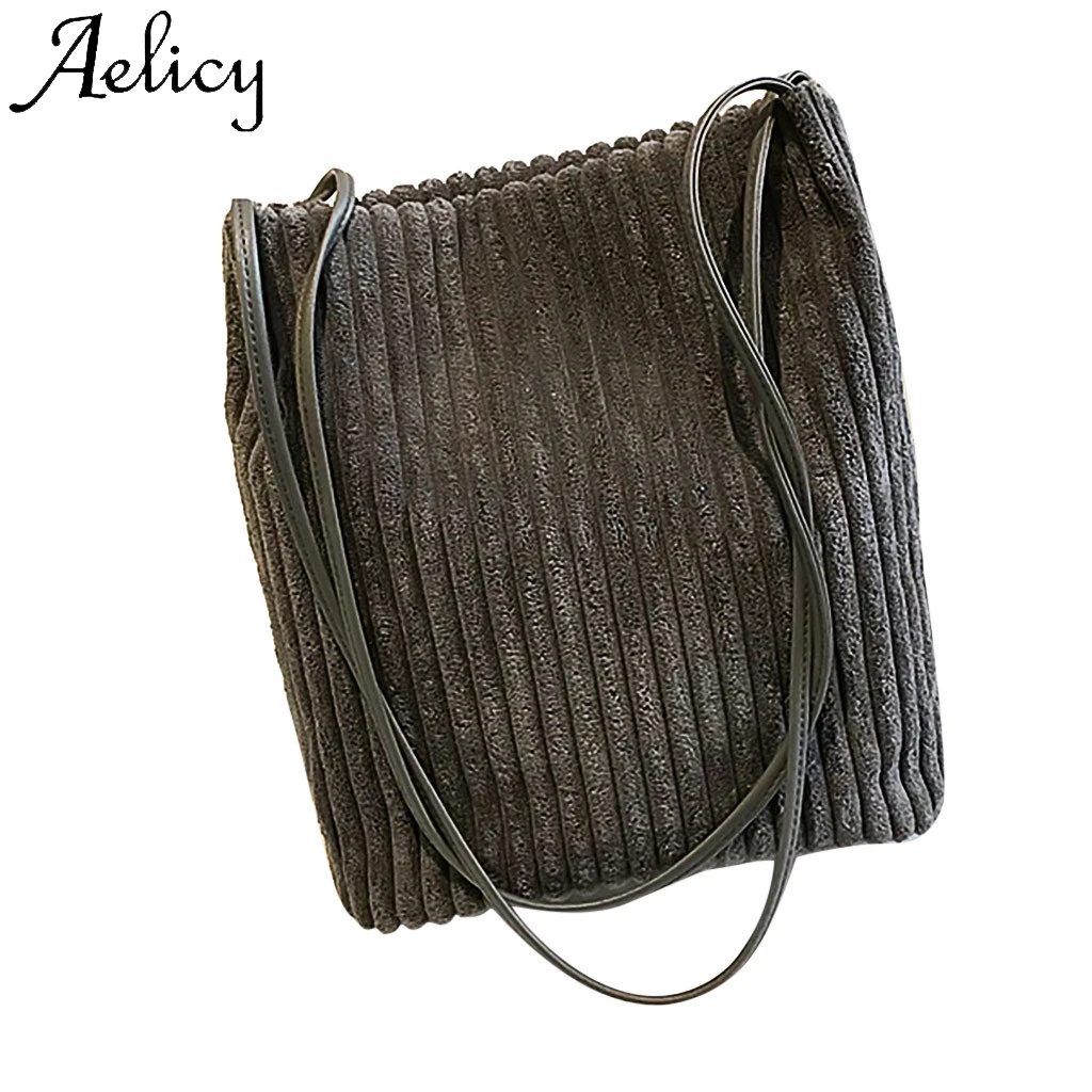 

Aelicy Women Fashion Corduroy Solid Soft Square Bag One Shoulder High Quality Solid Bag Totes Phone Pocket Messenger Bag
