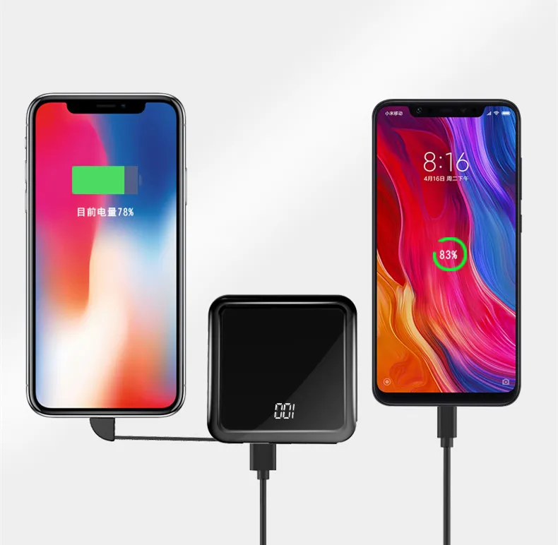  Mini Power Bank 5000mah External Portable Charger PoverBank with USB cable for Xiaomi mi9 samsung s