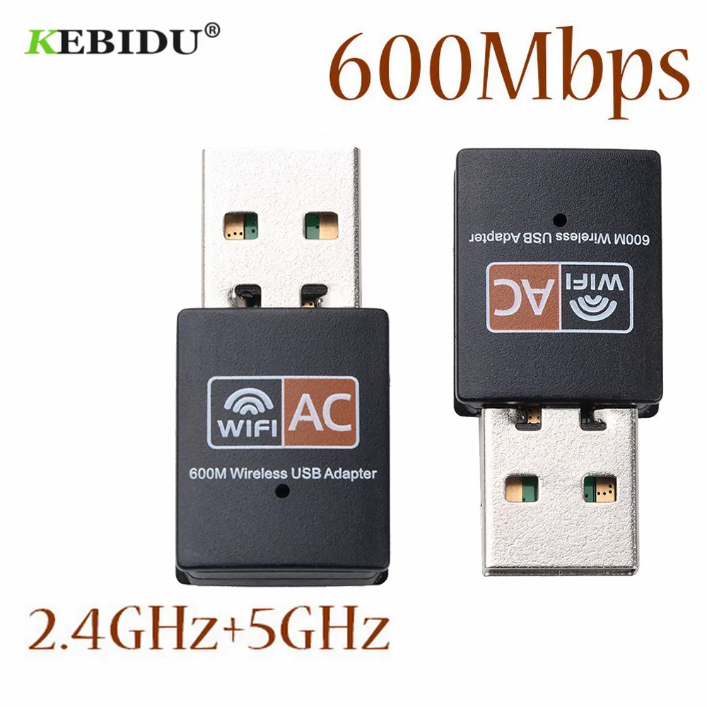 

Kebidu USB WiFi Adapter 600Mbps 2.4GHz 5GHz WiFi Antenna Dual Band 802.11b/n/g/ac Mini Wireless Computer Network Card Receiver