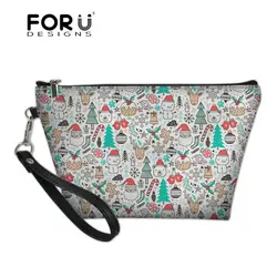 FORUDESIGNS/Merry Рождество составляют сумка Professional Макияж случае для женщин косметичка организатор Necessarie Vanity чехол для обувь девочек