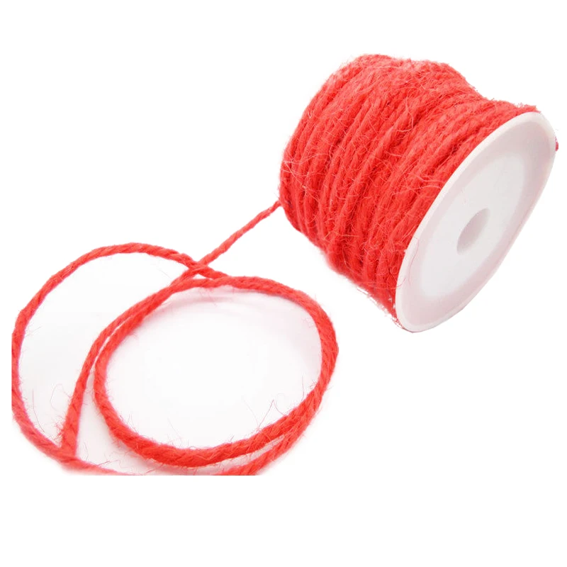 Red DIY 2 мм обертывание Подарочная ссылка бумажная бирка лента из джута, мешковины шпагат вереница ниток - Цвет: Red