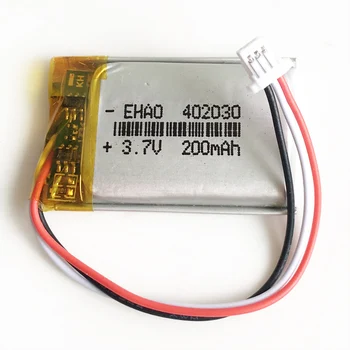 

3.7V 200mAh 402030 Lithium Polymer LiPo Rechargeable battery JST 1.0mm 3pin connector for Handheld GPS Mp3 GPS bluetooth