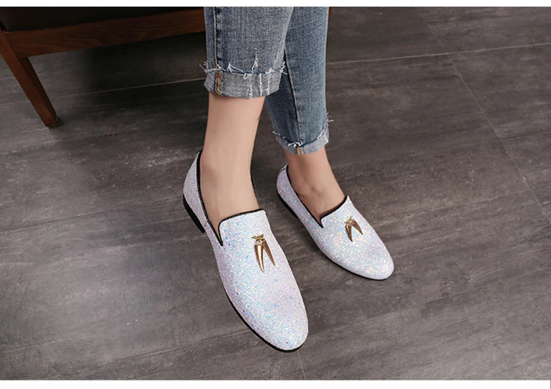 Men's Casual Shoes' Shoes' Men Glitter Pu Leather Slip-On Mens Business Shoes Leather Luxury Dress Shoes Men Mens Loafers 47 48  (10)