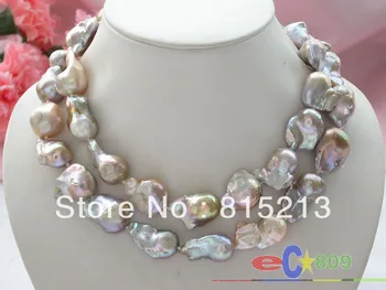 

ddh00443 Huge 34" 30mm lavender baroque KESHI REBORN PEARL NECKLACE