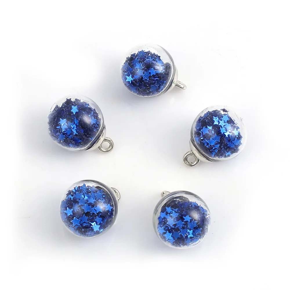 

DoreenBeads DIY Findings Pendant Glass Charm Transparent Glass Bubble Pentagram Star Multicolor Sequins 21mm x 16mm,20 PCs