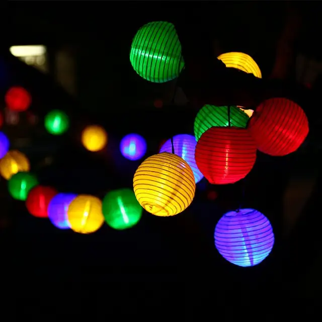 Online Lantern Solar String Lights Outdoor Globe 30led Online Lantern Solar String Lights Outdoor Globe 30led Warm White Multi Color Fabric Ball Christmas For Garden Path Party Aliexpress