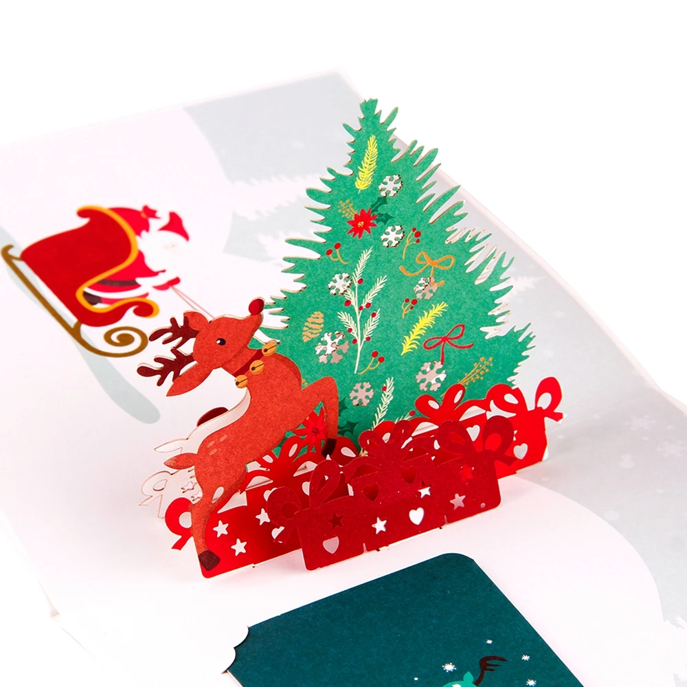 Сердце Луна Счастливого Рождества ПРИВЕТСТВИЕ КАРТЫ 3D лазерная резка X'mas