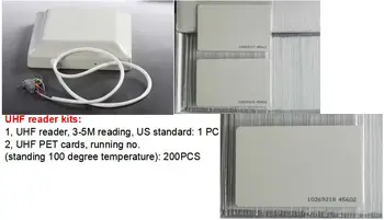 

UHF card reader,3-5M reading with US standard+ 200 PCS of UHF PET cards kits