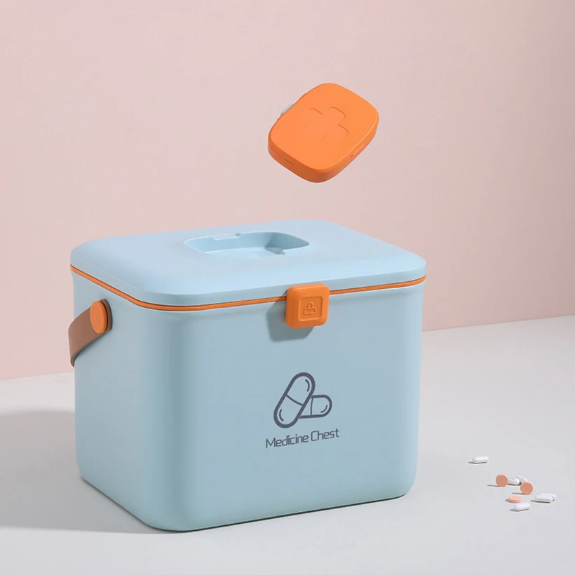 

Family Emergency Medicine Storage Storage box Detachable Tray First Aid Container Bin Multi-function family Medicine Box D25