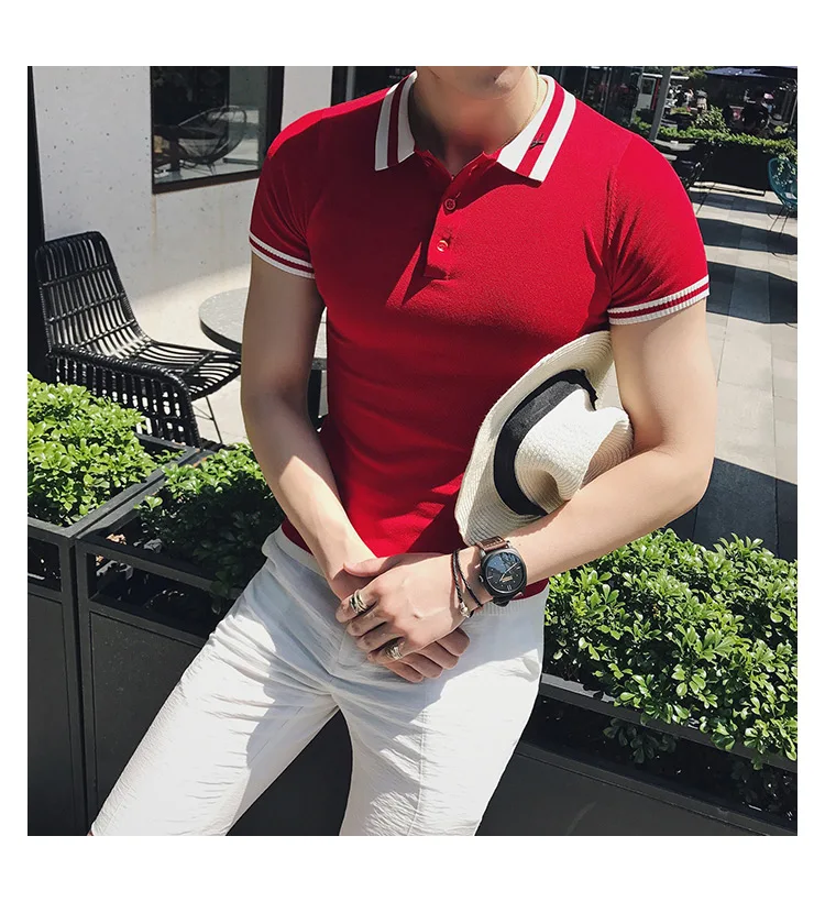 Английское стильное нежное Мужское поло, Летняя трикотажная Мужская рубашка поло с коротким рукавом, классическое повседневное деловое поло, Мужские дышащие топы, футболки