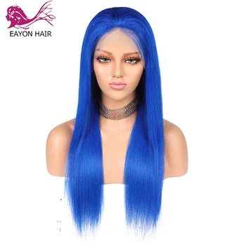 

EAYON Blue Lace Front Wigs Human Hair Straight 13x6 Deep Part Pre Plucked Hairline with Baby Hair Brazilian Non Remy Hair