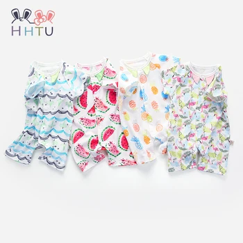 

HHTU Summer Baby Rompers Short Sleeve Infant Jumpsuit Cotton Boys Girls Newborn Floral Clothes Soft Casual Clothing