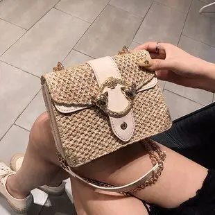 

Female Straw Beach Bag Crossbody Bags For Women 2019 Summer Wicker Designer Handbags Ladies Rattan Shoulder Messenger Bag Sac A