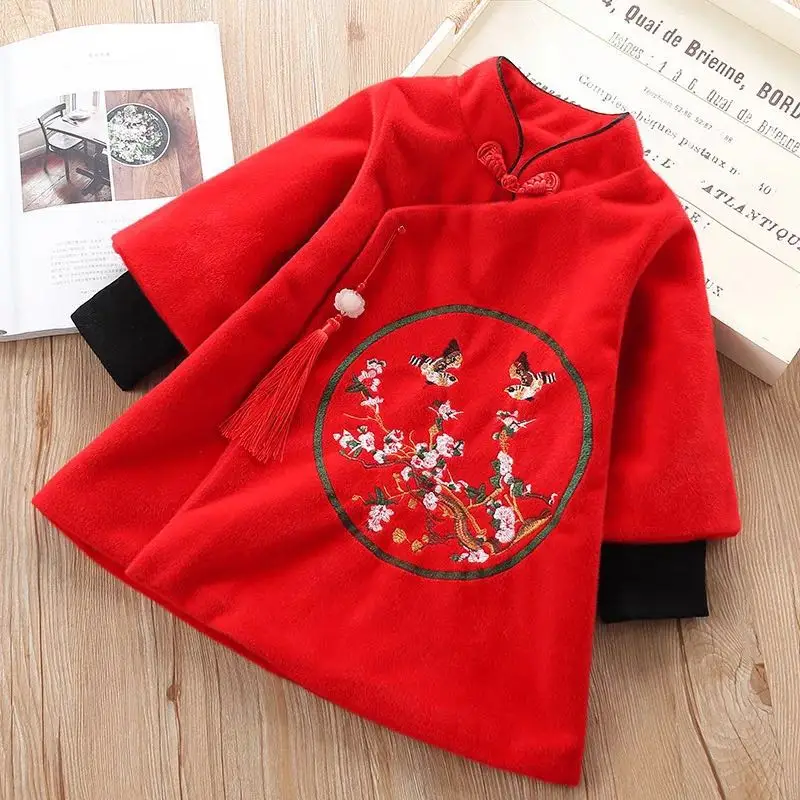 

Baby Girl Winter Frocks Girls New Year Long Sleeve Thick Warm Dresses Bow Princess Party Kids Infant Chinese Style Tutu Dress