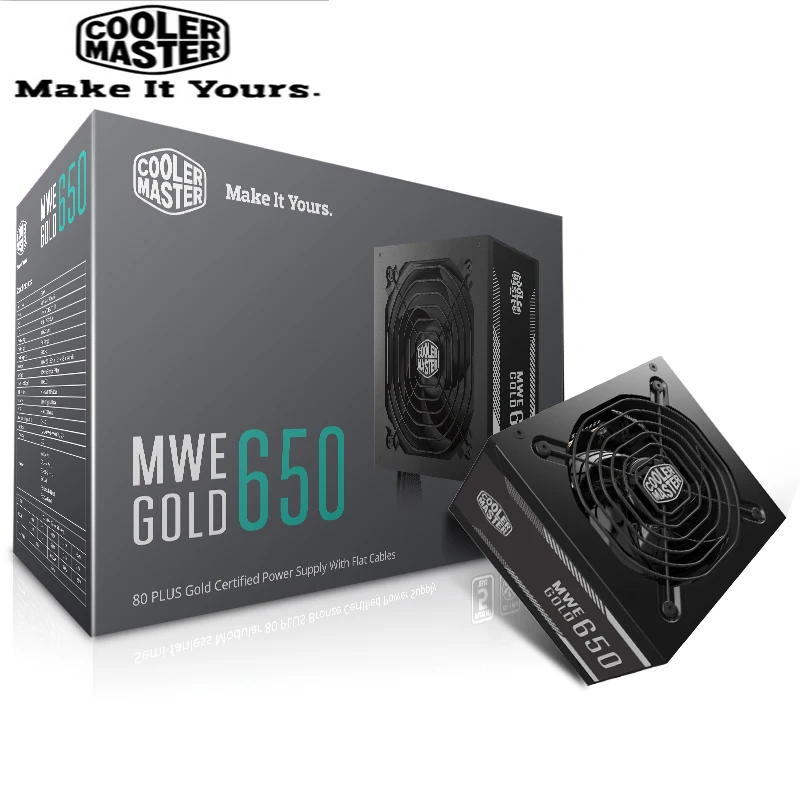 برودة ماستر PC PSU وحدة إمداد الطاقة للكمبيوتر تصنيف 650 W 650 واط 12 سنتيمتر مروحة 12 V ATX PC امدادات الطاقة الذهب 80 زائد ل عبة مكتب
