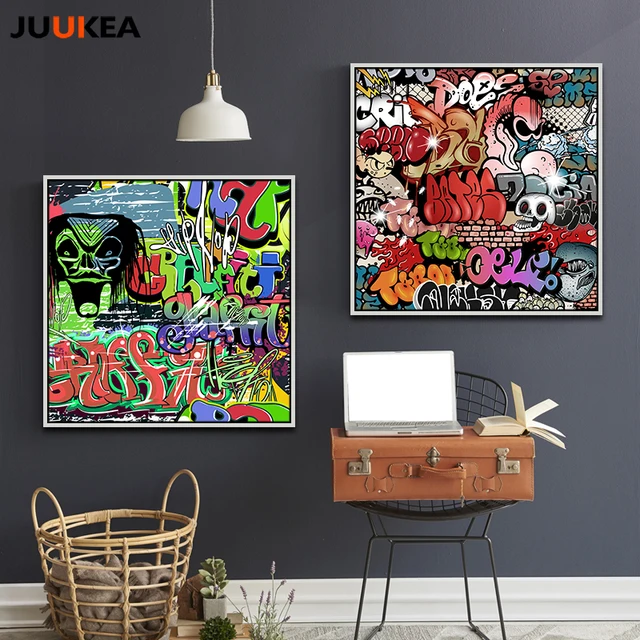 Modern Hipster Graffiti Poster Hippies Canvas Art Printing Painting
