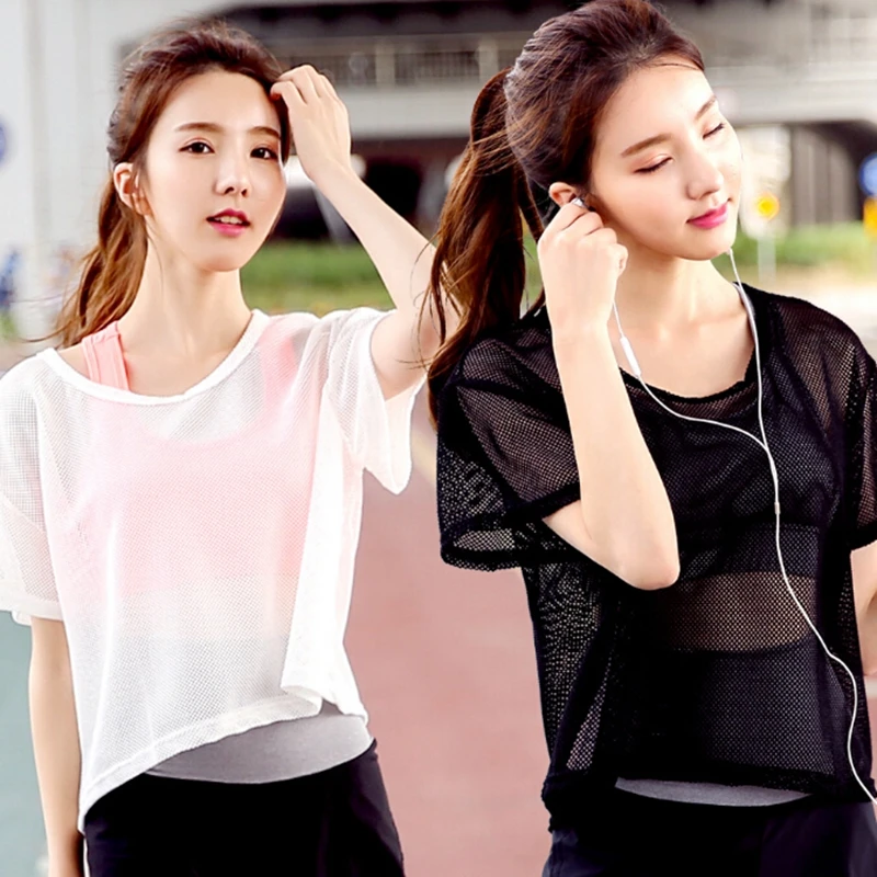 

Women's Yoga hollow Mesh T-shirts Sport Breathable Quick Dry Gym Running Gym Fitness Top
