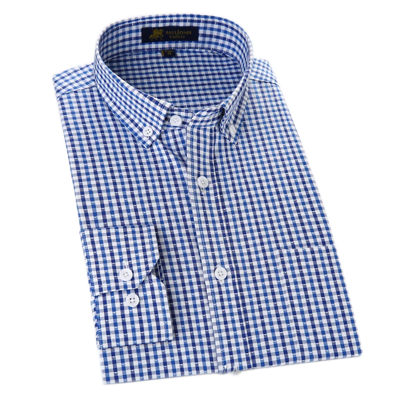 Мужская рубашка в клетку с отложным воротником и длинным рукавом|shirt small|fit shirtregular