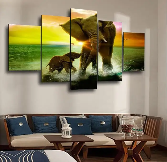 

Canvas wall art Animal Telephant Sunrise Picture Canvas Home Decor Painting For Home Deocr Picture Ready to Hang Drop Shipping