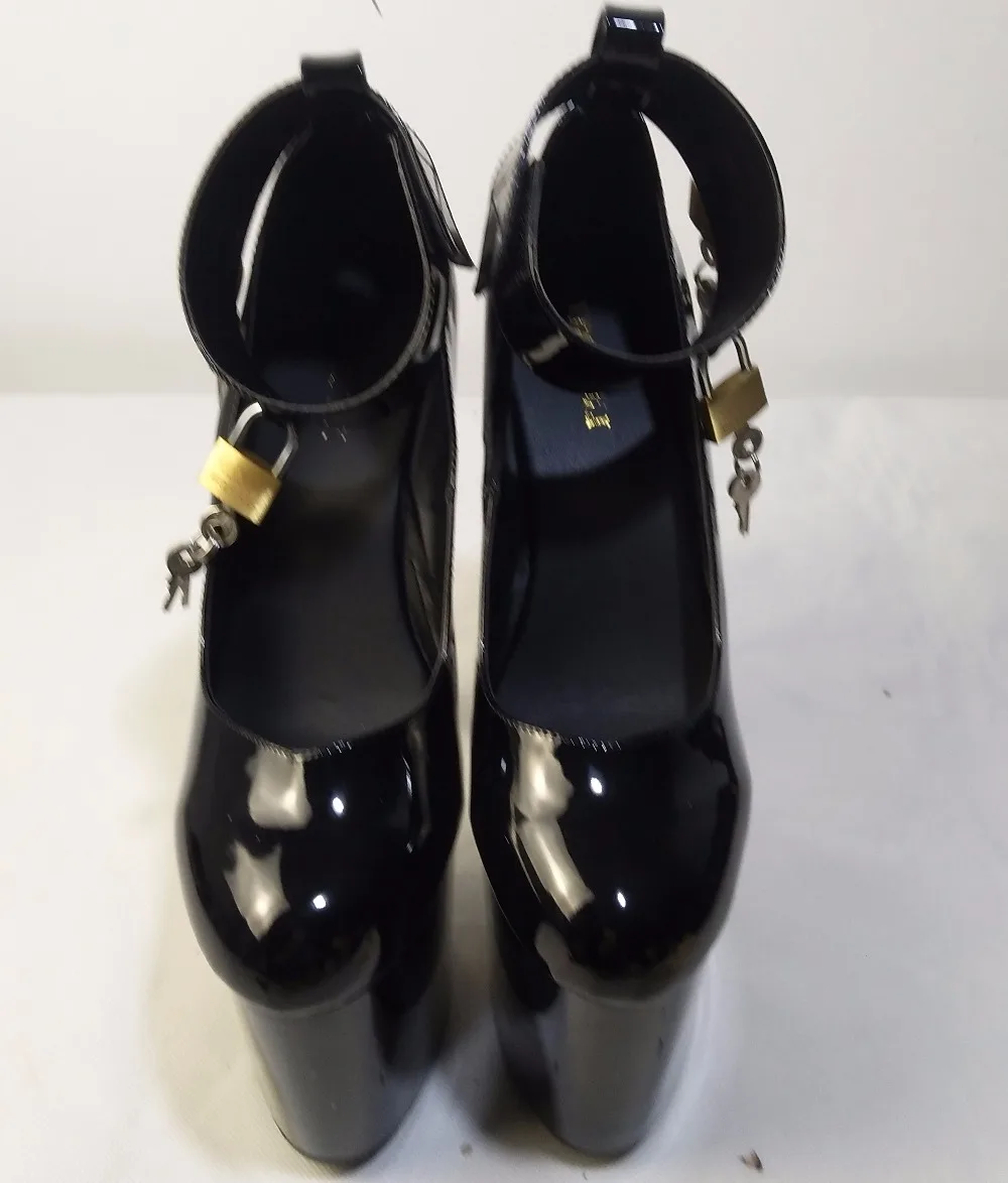20cm Sexy high-heeled shoes, unique combination of a single shoe, magic black tape and high heels