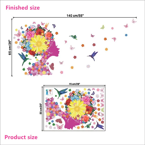 Diy Романтические цветы Феи качели бабочки настенные наклейки Детская комната Декор стены спальня гостиная комната Девушки комната Наклейка Плакат Фреска - Цвет: ZYPA-058-N