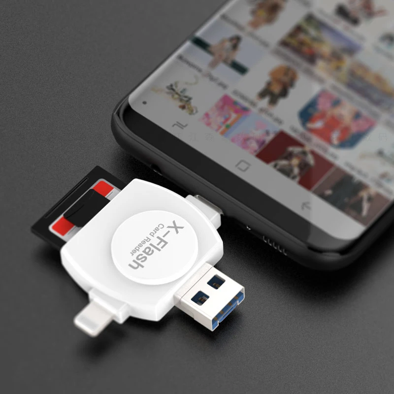 Все в одном SD TF кард ридер Lightning Type C Micro USB Android многосистемный совместимый адаптер