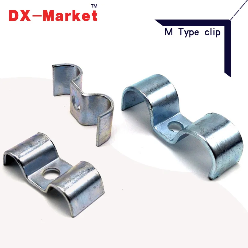 6mm 32mm , Double tube fixing clamp , carbon steel double clip clamps , M Type clamp cable clips
