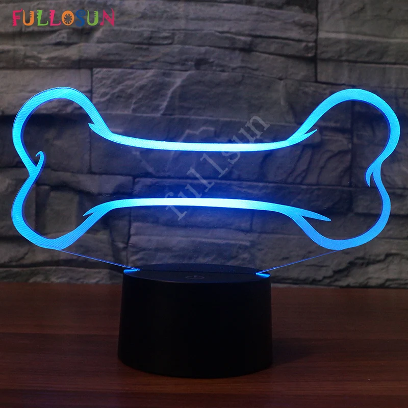 

Dog Bone Model Night Light Novlety Colorful LED 3D Lamp Touch Button USB Lamp