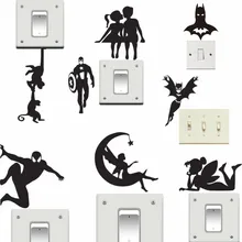 Черный виниловый стикер для переключателя Милая обезьяна Фея Наклейка на стену Бэтмен Diy съемные обои для детских комнат украшение дома